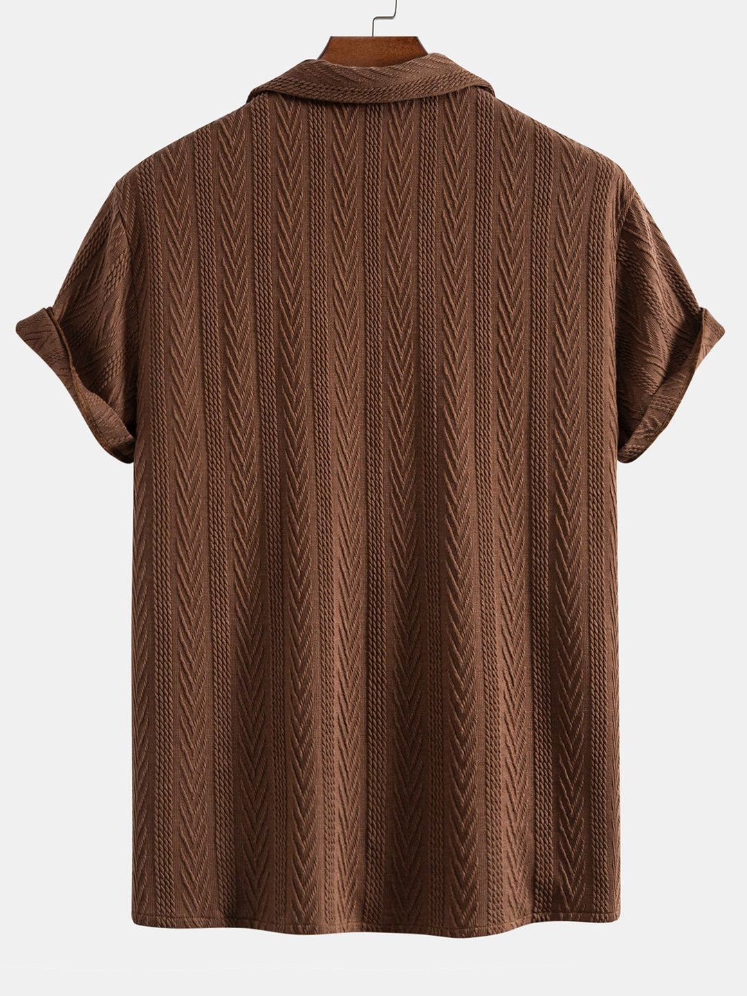 Chemise Cubaine en Jacquard Texturé & Pantalons Droits Texturés Anti-Rides