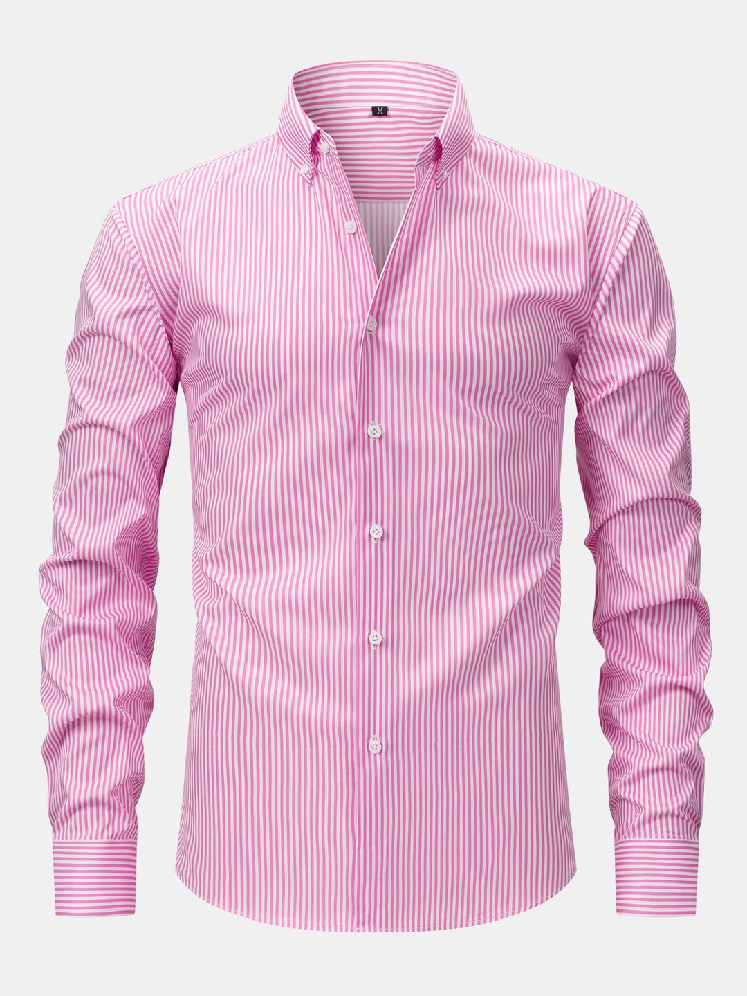 Chemise à rayures à manches longues avec boutons & Pantalon droit à taille élastique