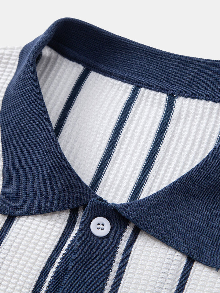 Chemise à boutons en maille rayée