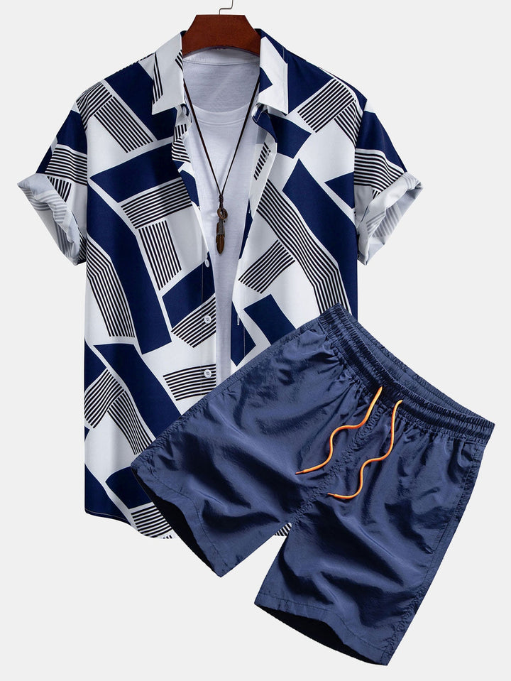 Bouton d'impression de géométrie de couleur Short et short de natation