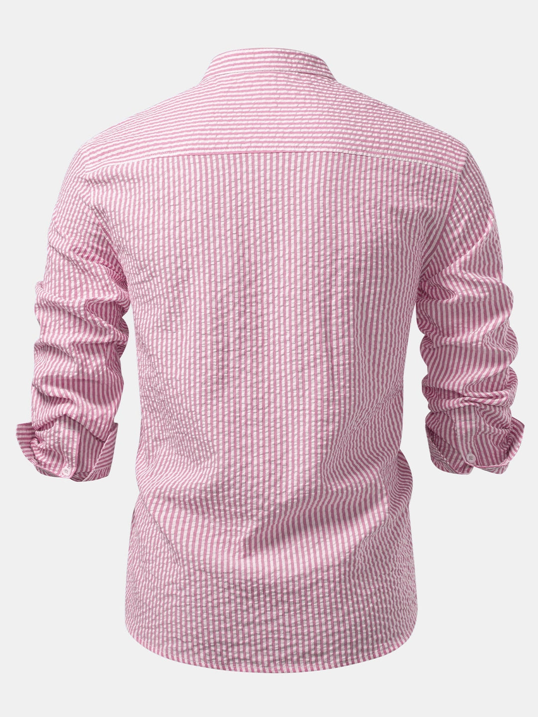 Chemise rayée en seersucker à col montant