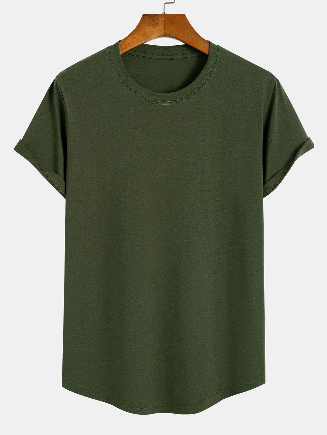T-shirt en coton basique à ourlet en arc
