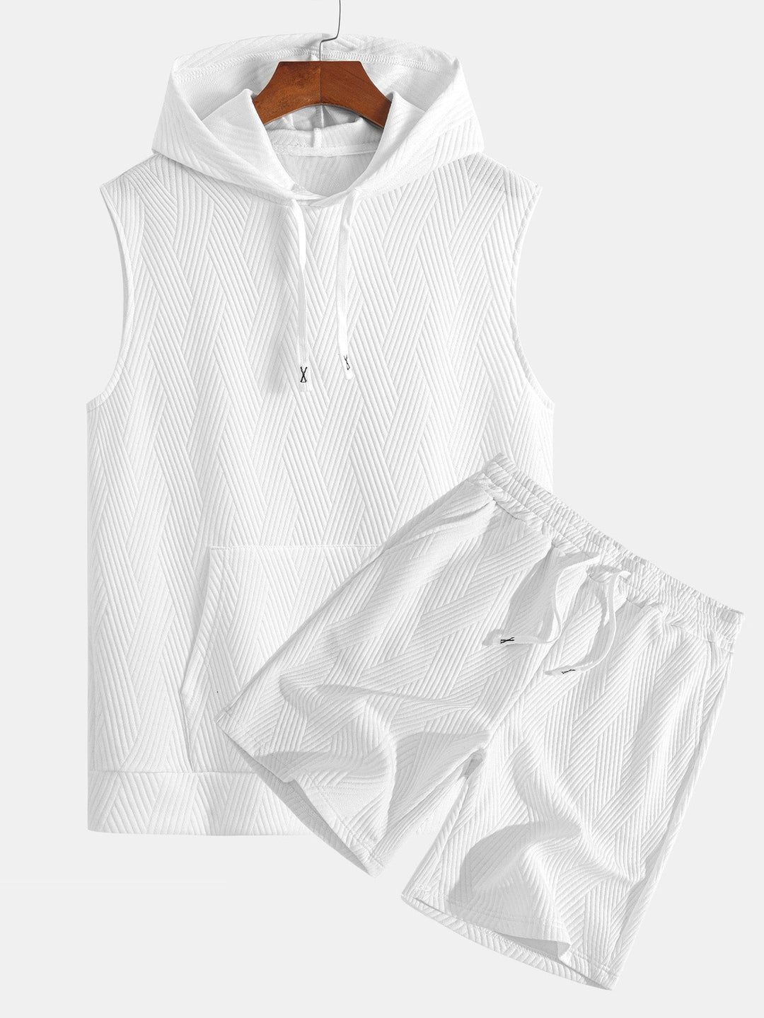 Sweat à capuche sans manches en jacquard rayé <tc>T-Shirt</tc> &amp; Shorts