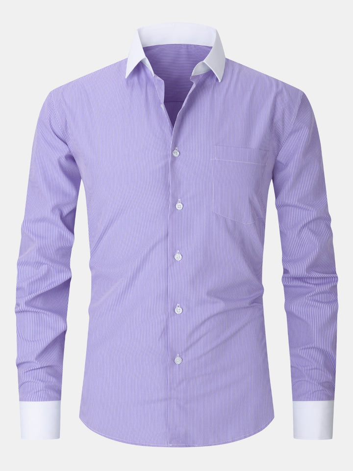 Chemise habillée à col contrasté rayé
