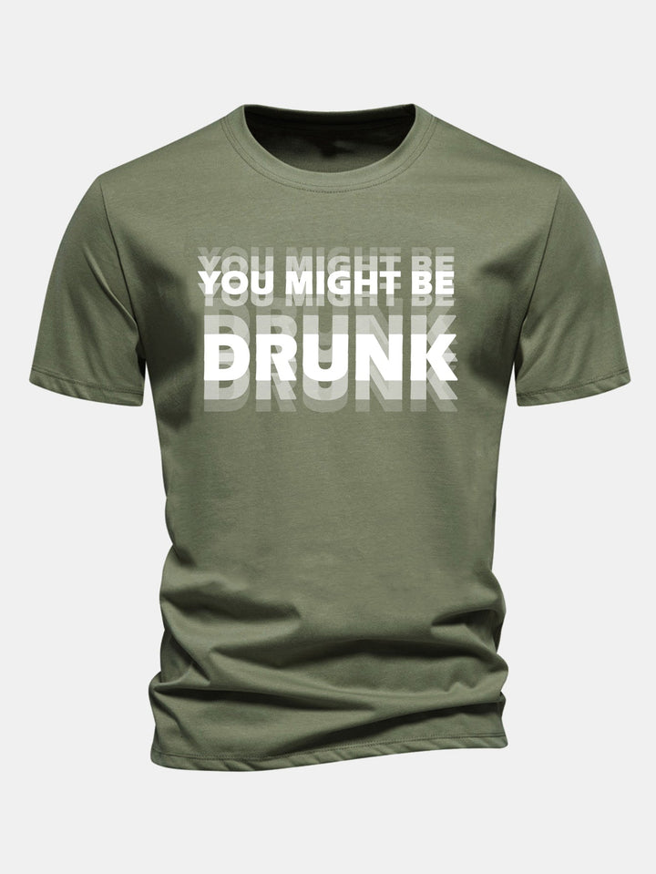 T-shirt en coton Regular Fit avec imprimé "You Might Be Drunk"