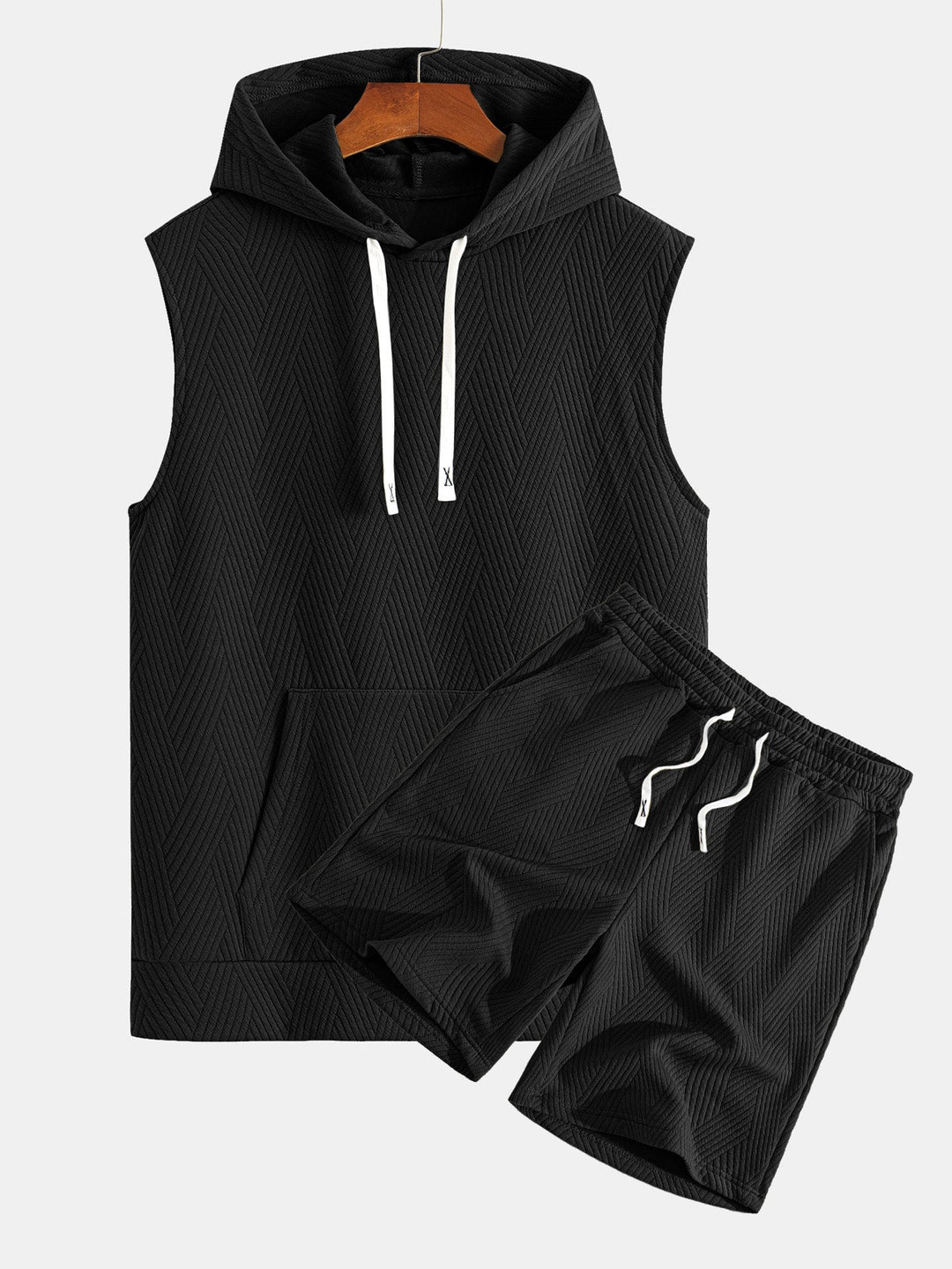 Sweat à capuche sans manches en jacquard rayé <tc>T-Shirt</tc> &amp; Shorts