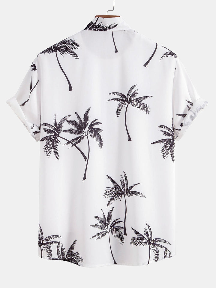 Chemise à boutons imprimée palmiers & Short de bain à rayures