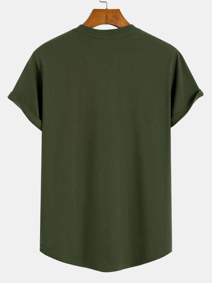 T-shirt en coton basique à ourlet en arc