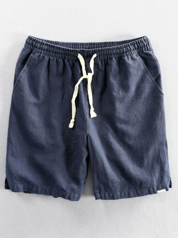 Shorts à cordon de mélange de coton en lin