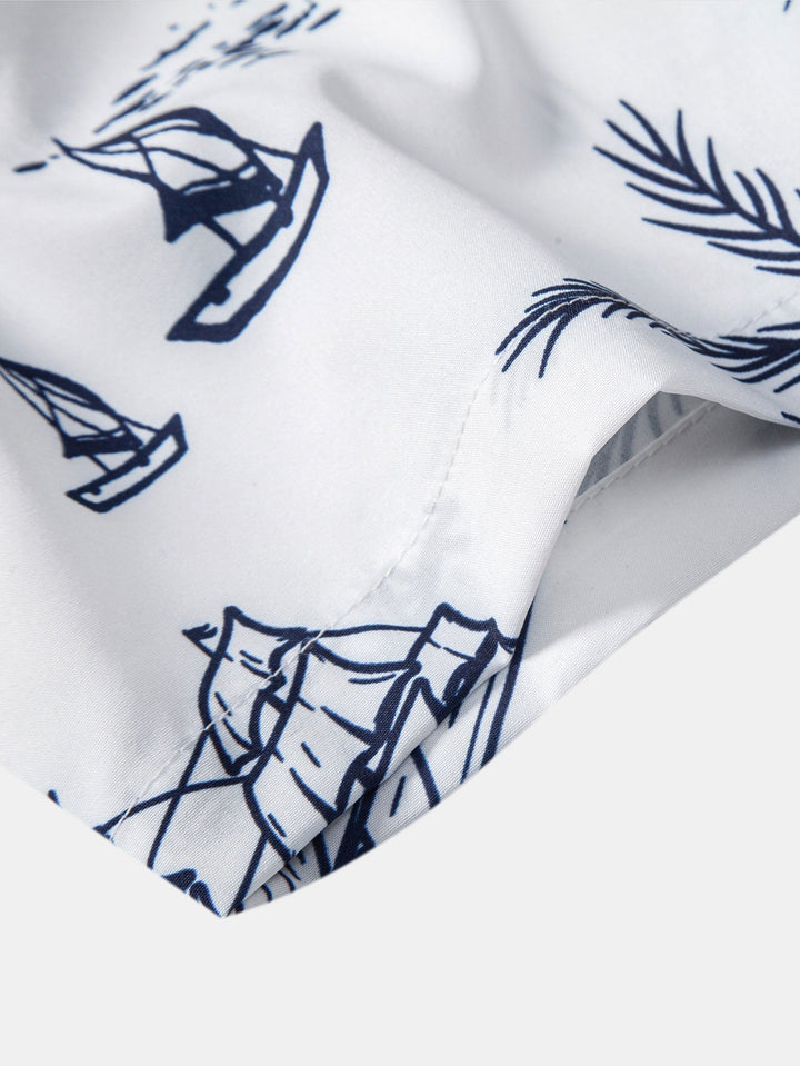 Chemises Boutonnées et Shorts de Bain à Imprimé Île