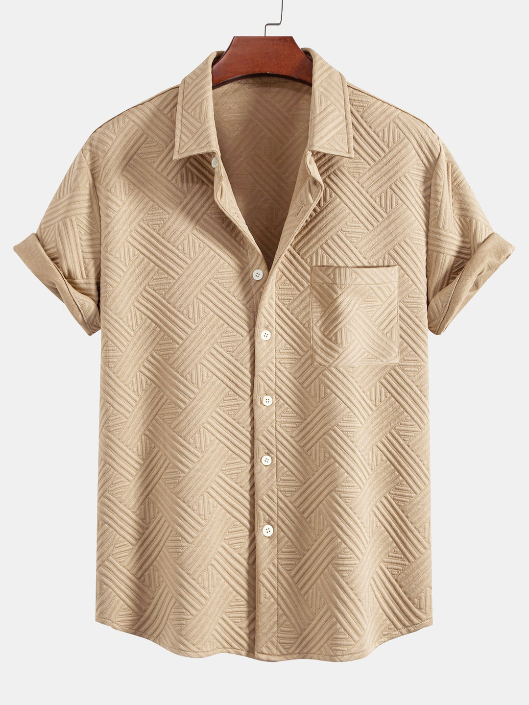 Chemise à boutons en jacquard rayé & Shorts à cordon de serrage