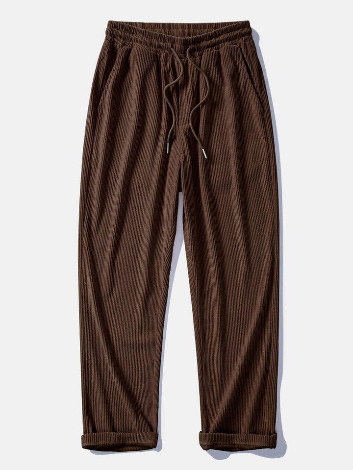 Chemise boutonnée en velours côtelé colorblock et pantalon droit en velours côtelé