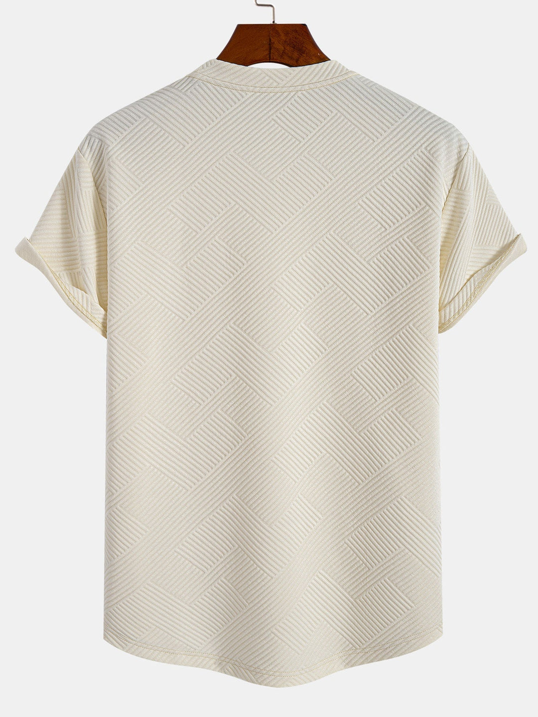 T-shirt à manches courtes en jacquard rayé avec ourlet en arc