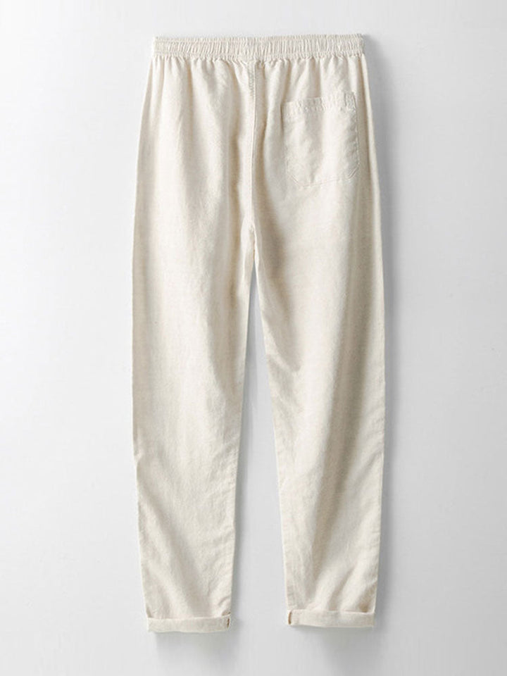 Chemise cubaine à manches courtes et pantalon en lin à jambe droite