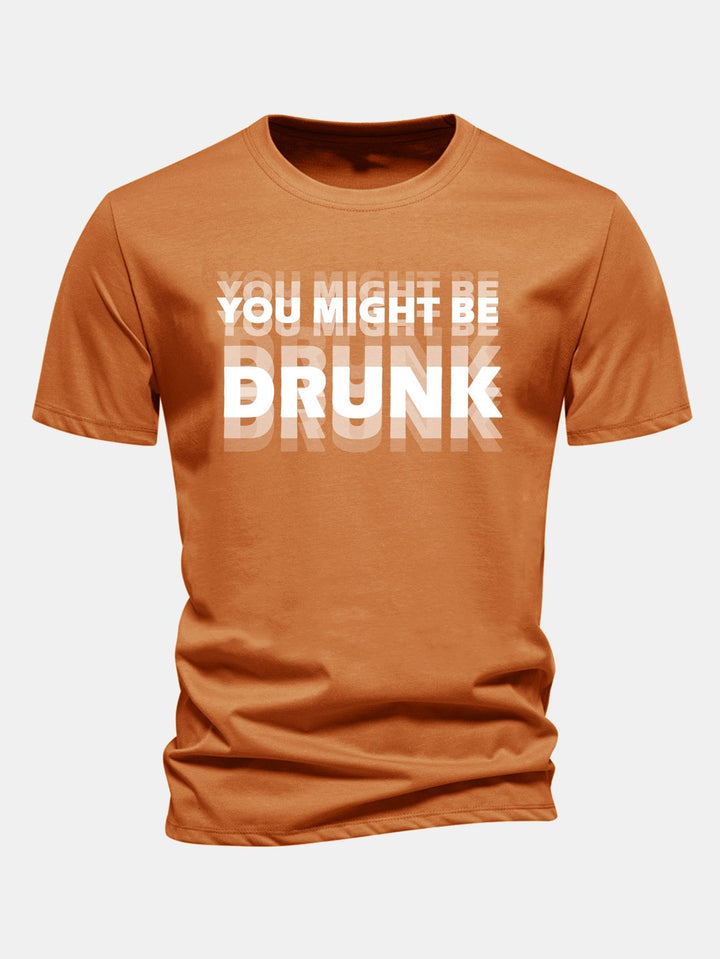 T-shirt en coton Regular Fit avec imprimé "You Might Be Drunk"