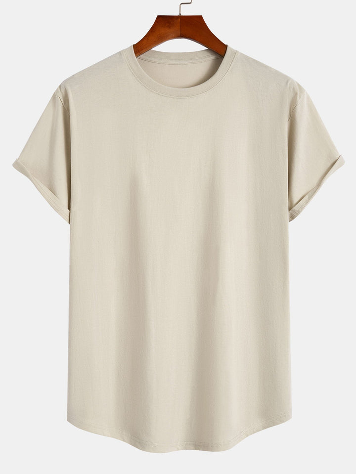 T-shirt en coton basique à ourlet en arc