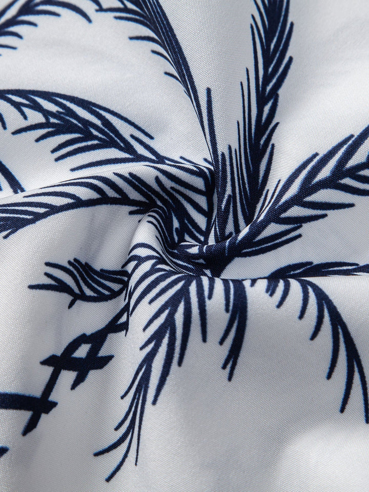 Chemises Boutonnées et Shorts de Bain à Imprimé Île