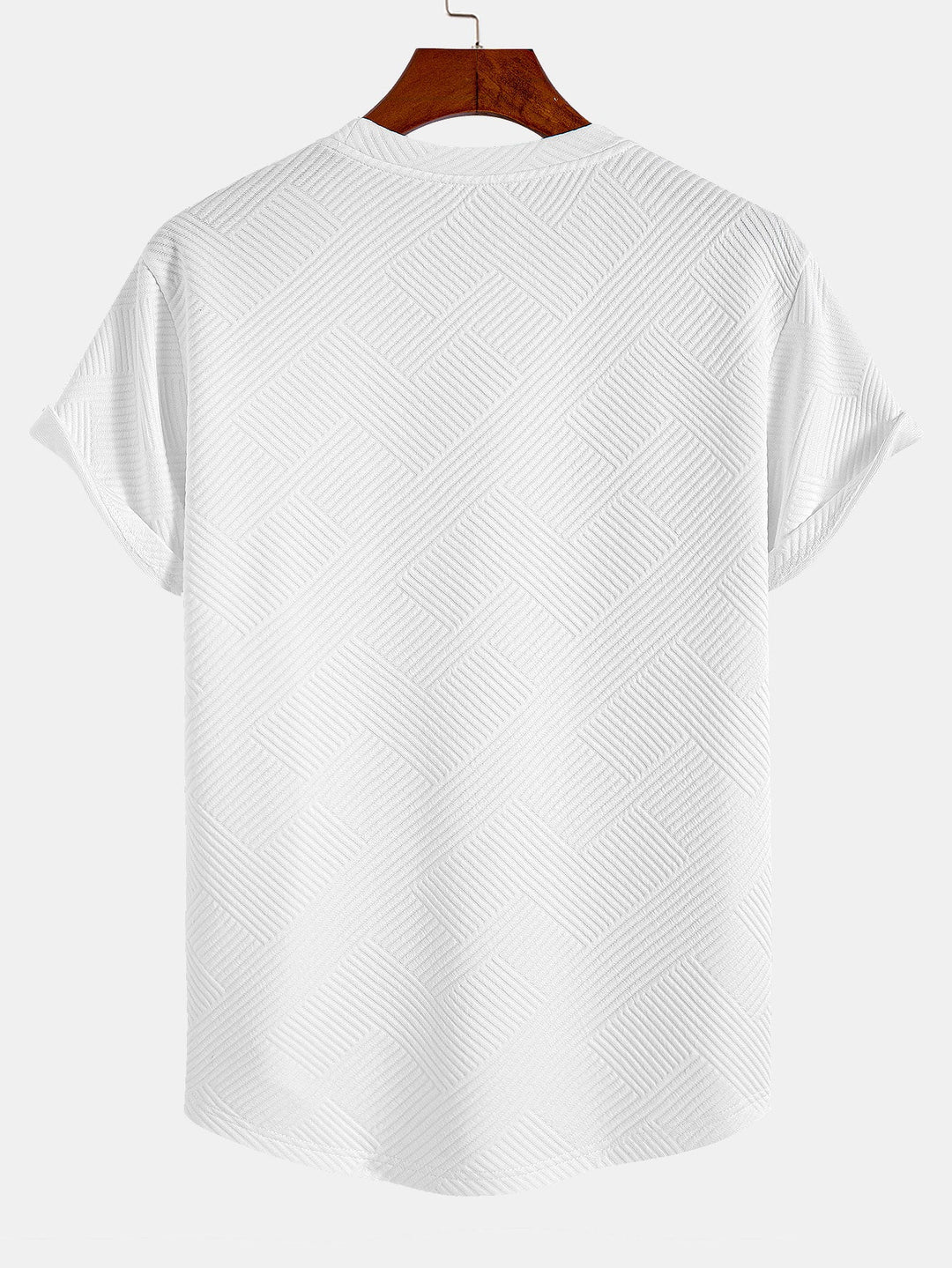 T-shirt à manches courtes en jacquard rayé avec ourlet en arc