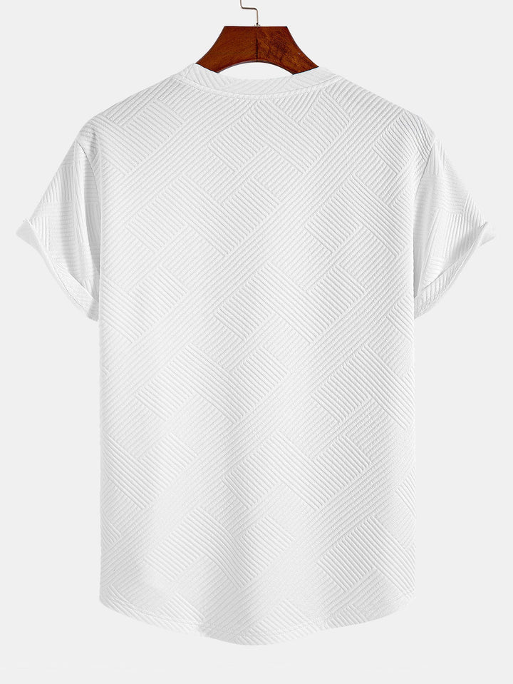 T-shirt à manches courtes en jacquard rayé avec ourlet en arc