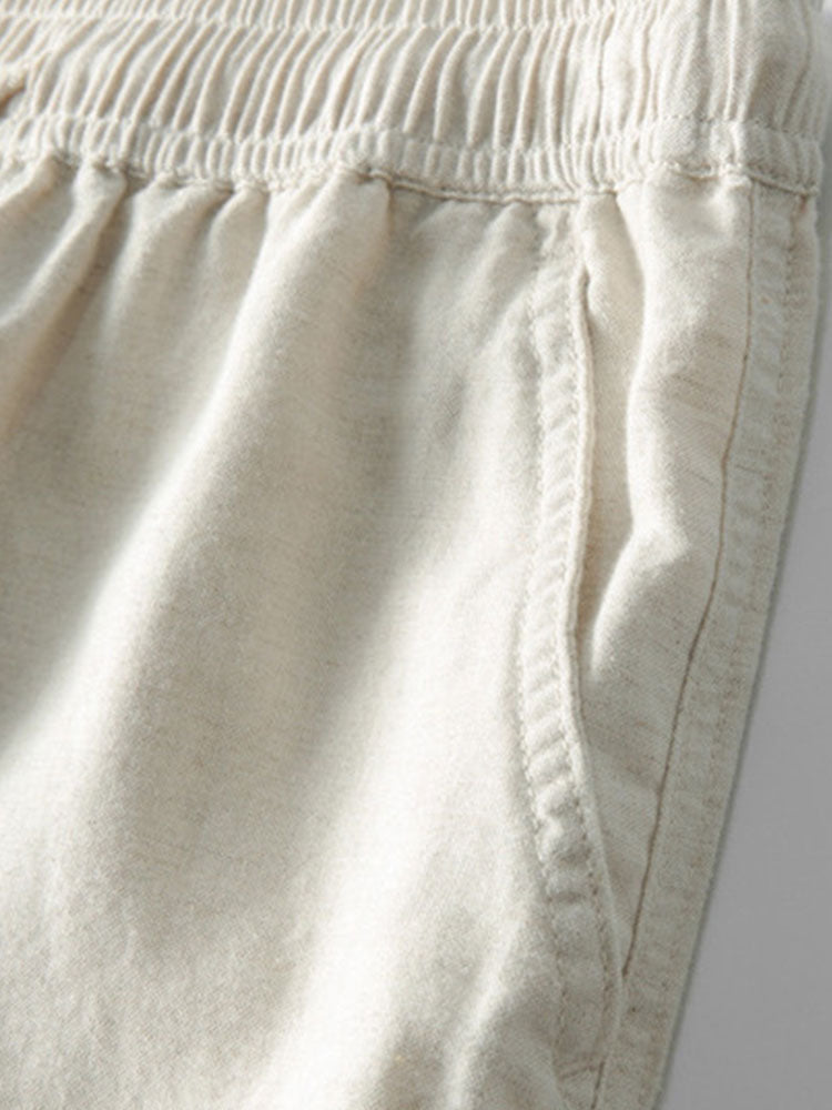 Chemise cubaine à manches courtes et pantalon en lin à jambe droite