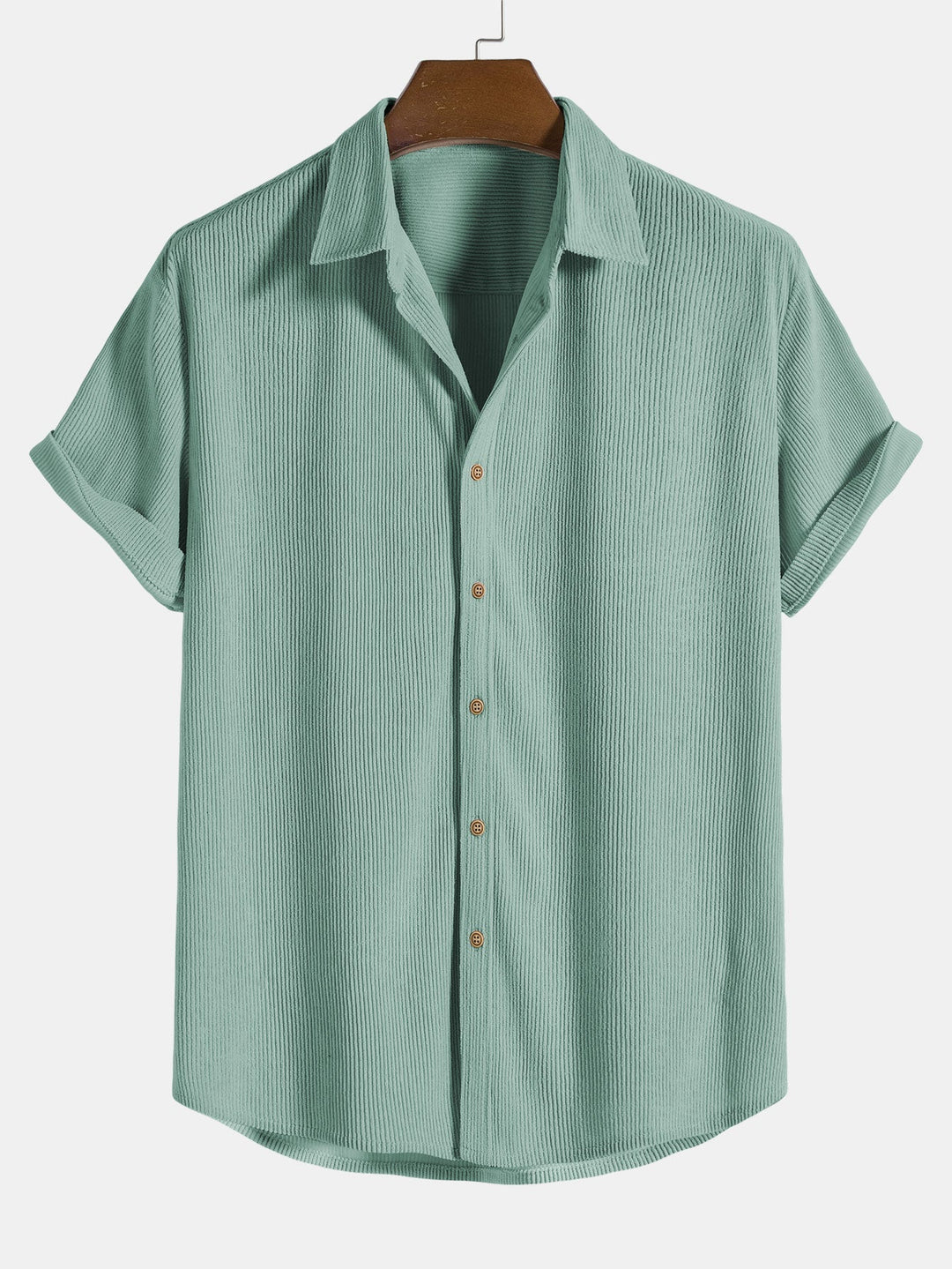 Chemise à manches courtes en velours côtelé avec boutons et shorts
