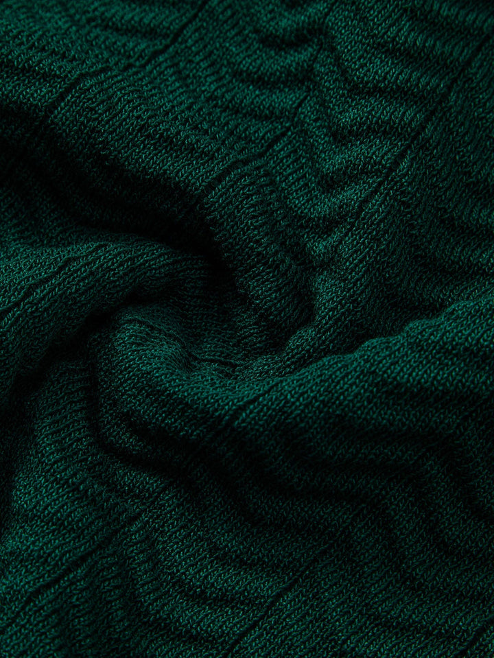 Polo à col en V en maille à contraste de texture