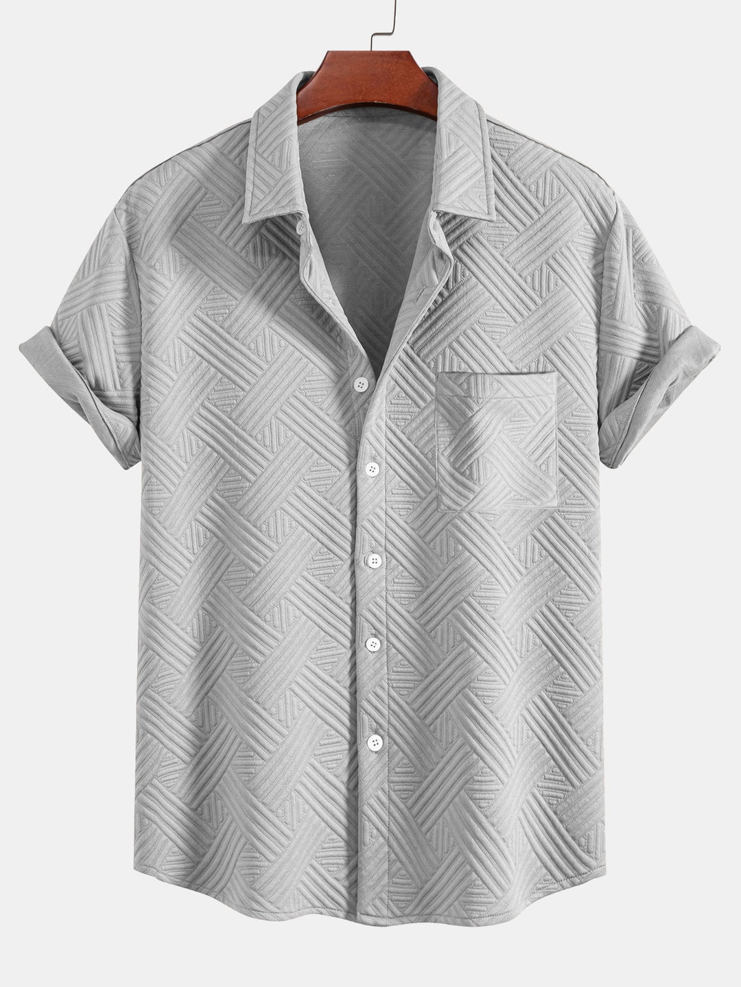 Chemise à boutons en jacquard rayé & Shorts à cordon de serrage