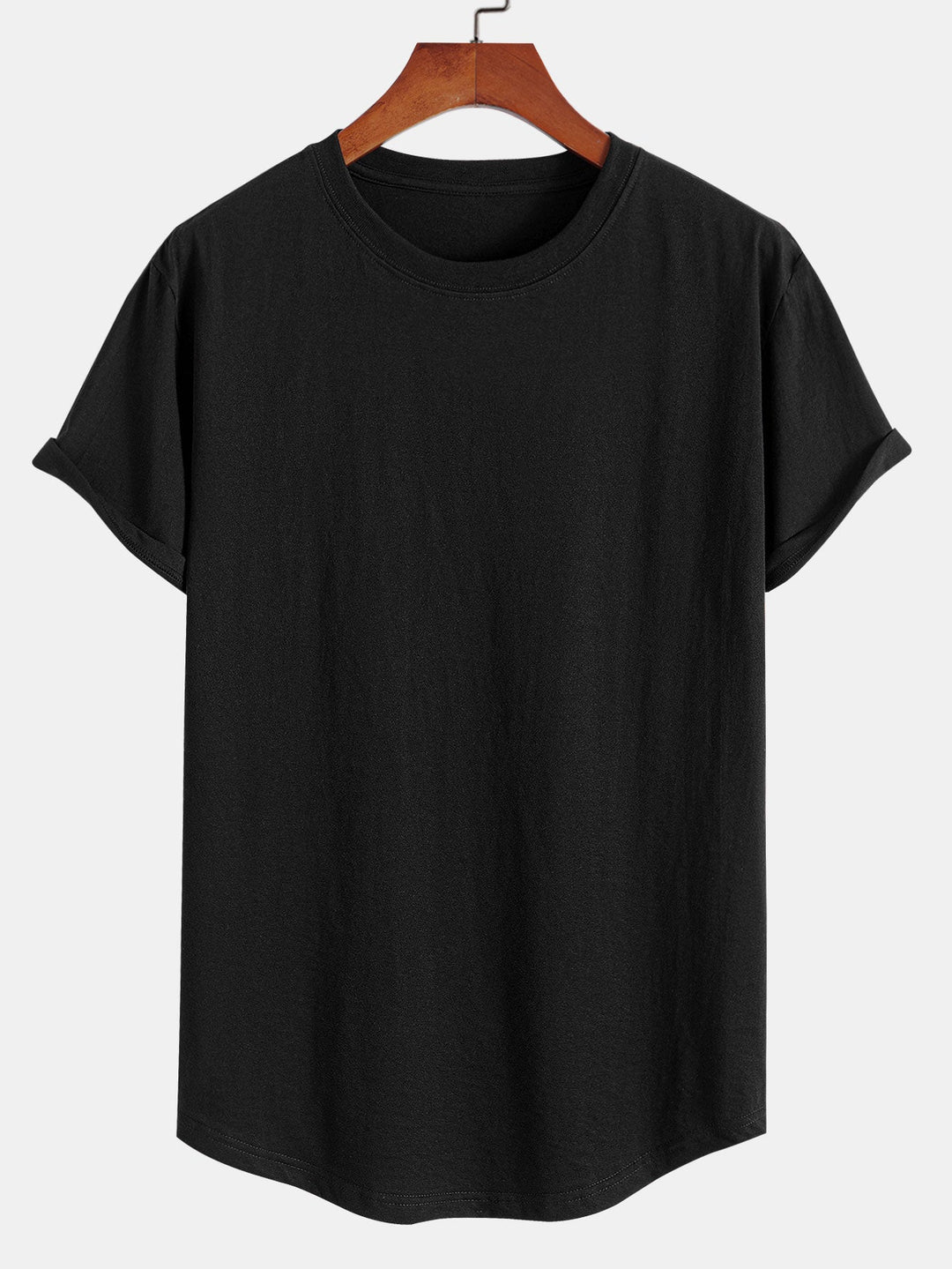 T-shirt en coton basique à ourlet en arc