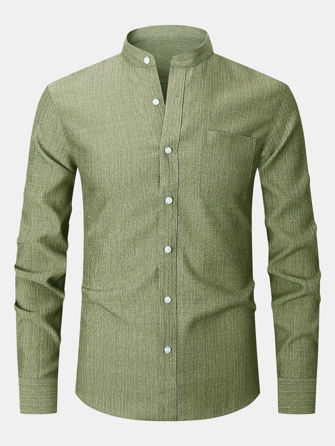 Chemise texturée à col montant et manches longues