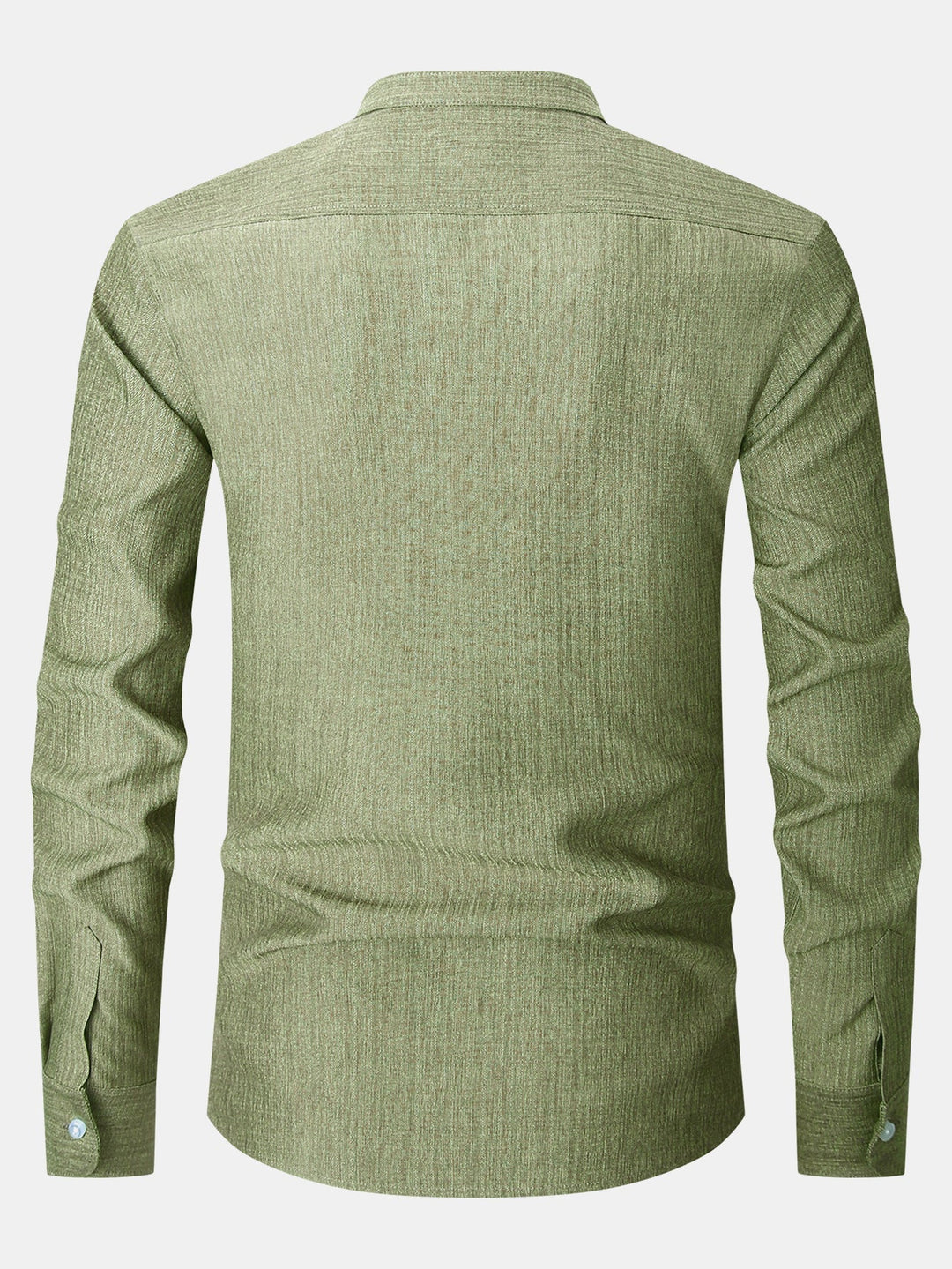 Chemise texturée à col montant et manches longues