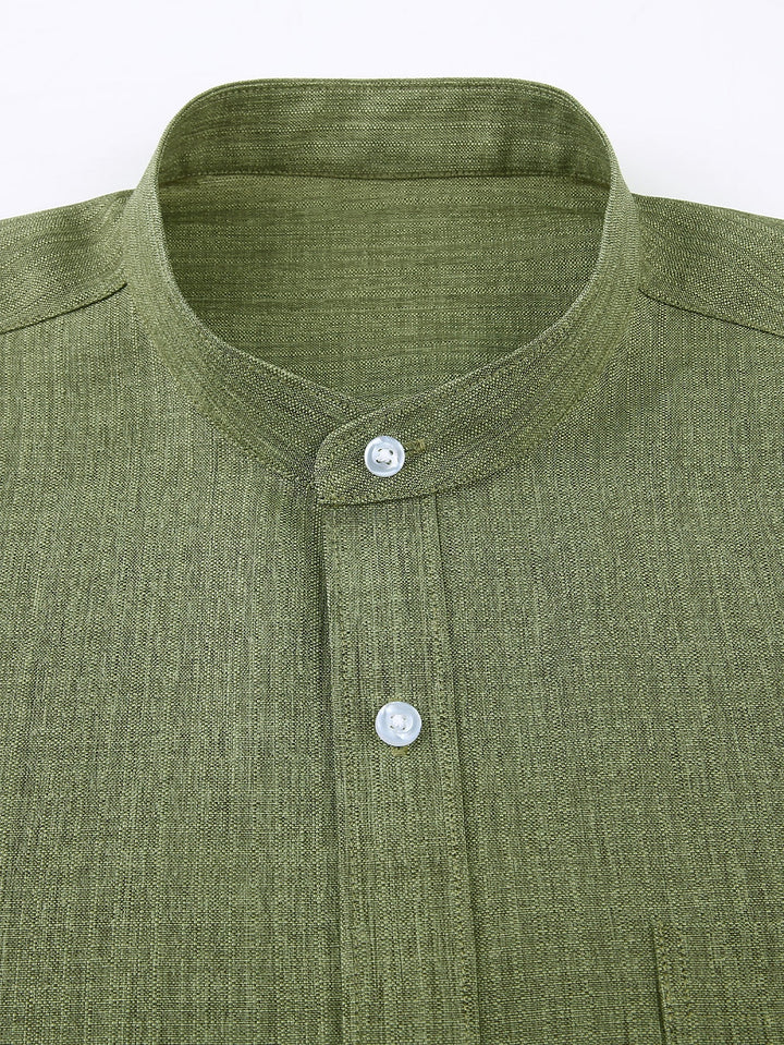 Chemise texturée à col montant et manches longues