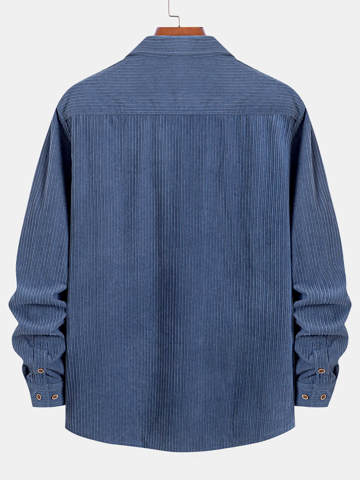 Chemise à manches longues en velours côtelé avec poche et boutons