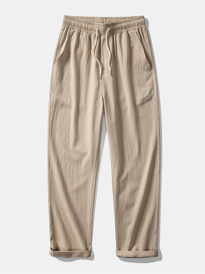 Chemise Cubaine en Jacquard Texturé & Pantalons Droits Texturés Anti-Rides