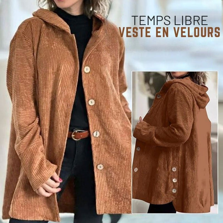Veste à capuche en velours décontractée pour l'automne