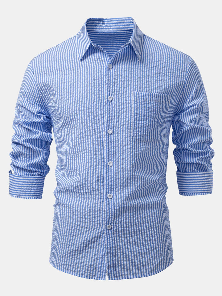 Chemise rayée à boutons en seersucker