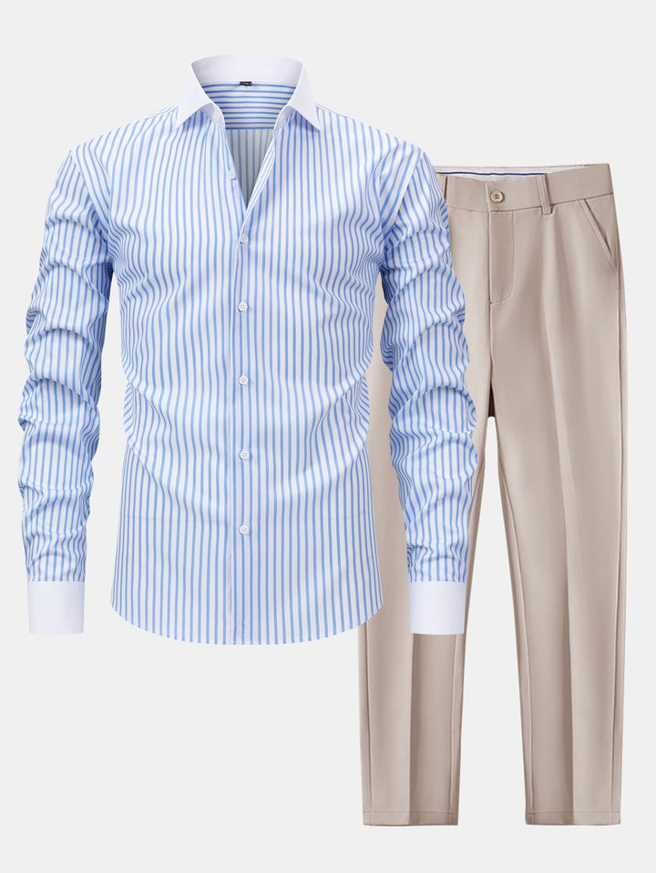 Chemise Winchester rayée infroissable & Pantalon fuselé slim fit