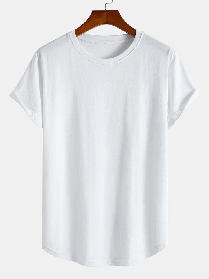 T-shirt en coton basique à ourlet en arc