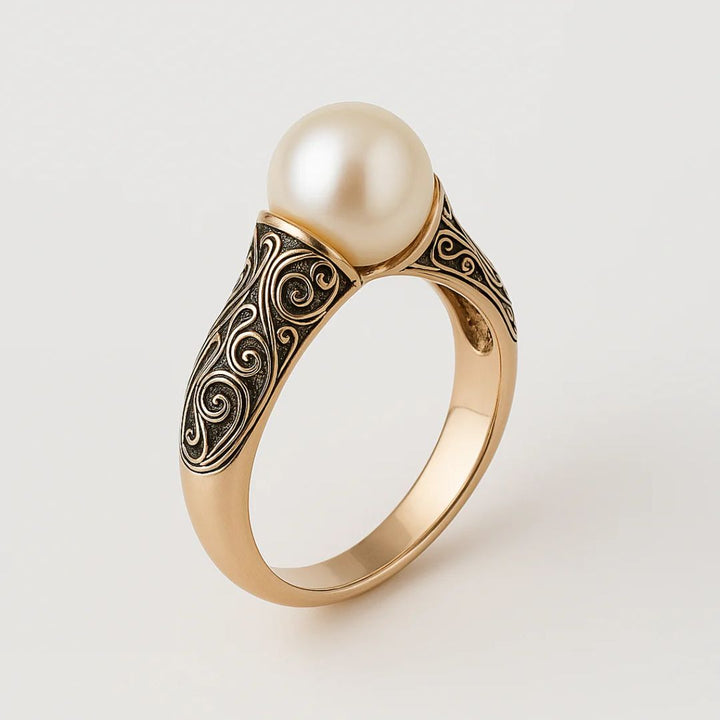 Bague en or vintage avec perle