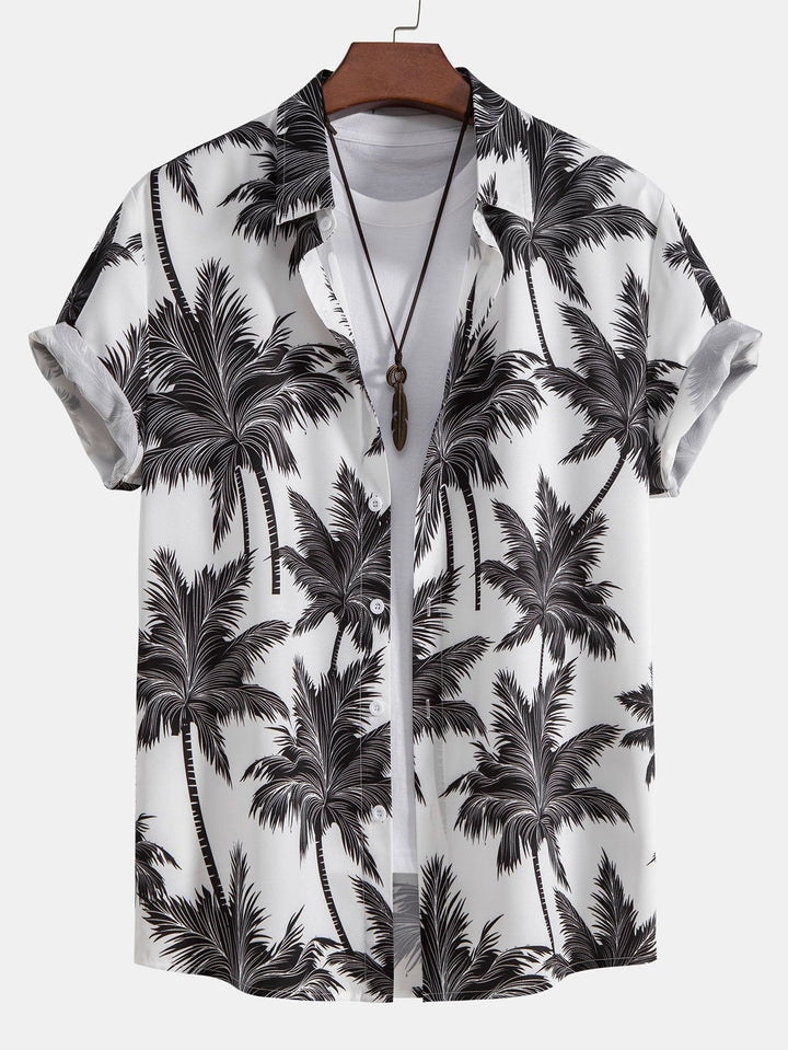 Chemise à boutons imprimée palmiers & short de bain