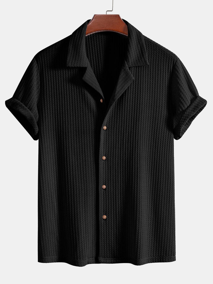 Chemise cubaine à manches courtes et pantalon en lin à jambe droite