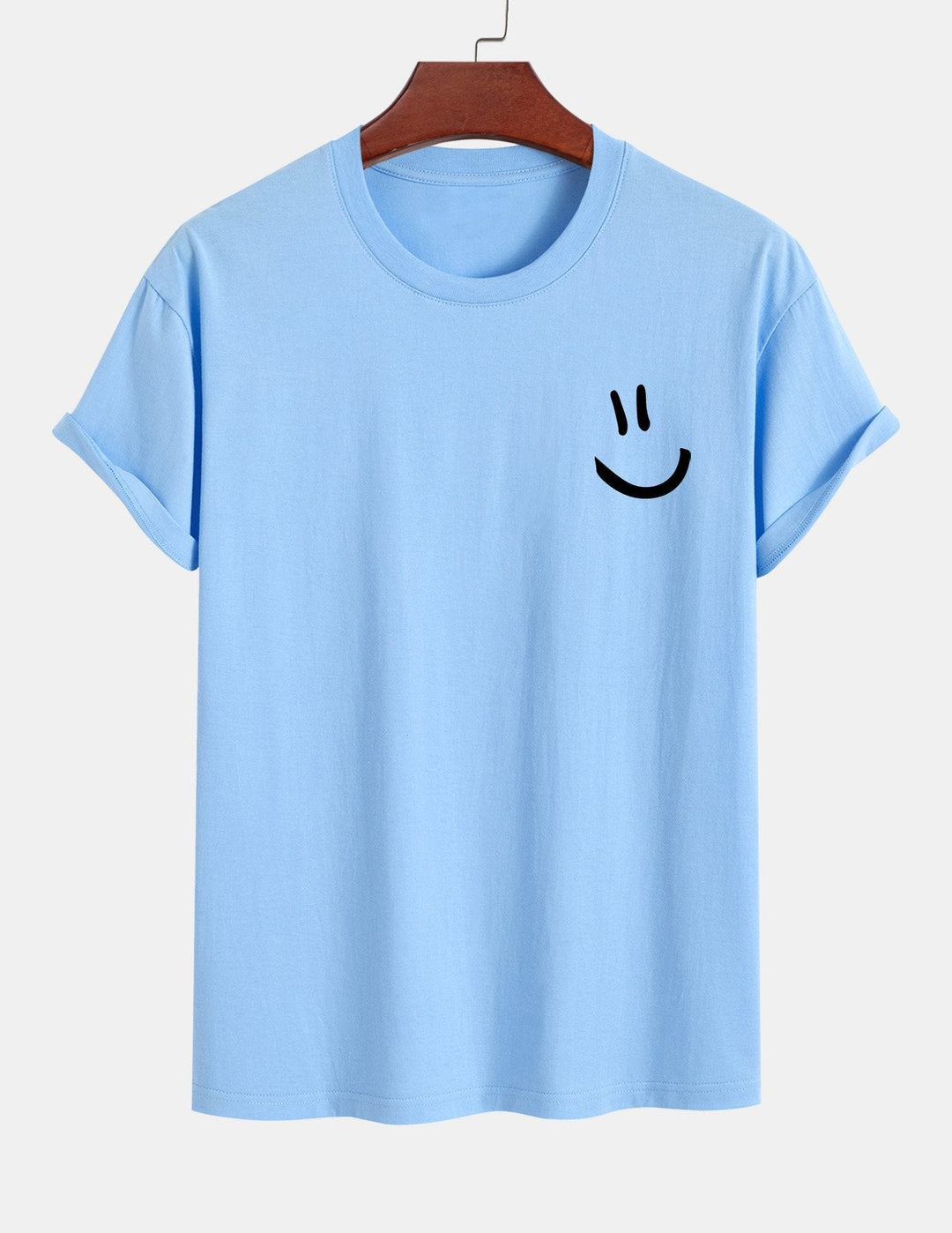 T-shirt en coton imprimé en forme de smiley en forme régulière