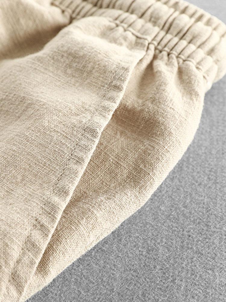 Shorts à cordon de mélange de coton en lin