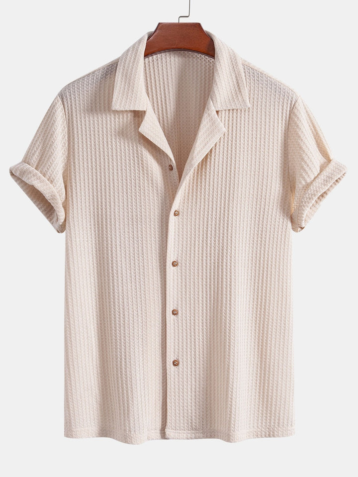 Chemise cubaine à manches courtes et pantalon en lin à jambe droite