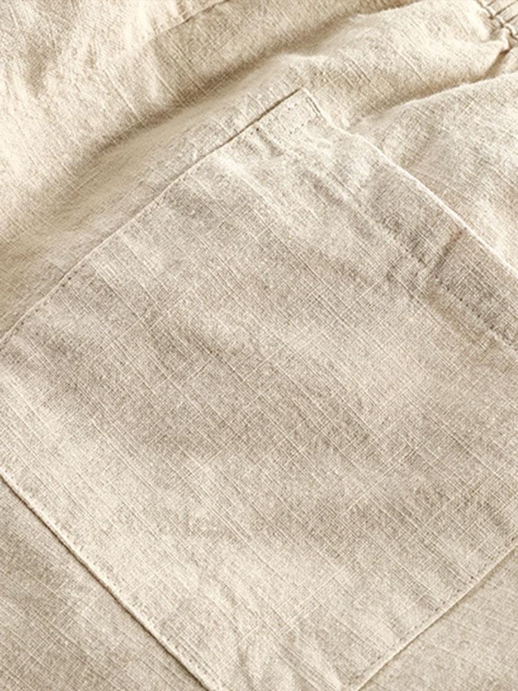 Shorts à cordon de mélange de coton en lin