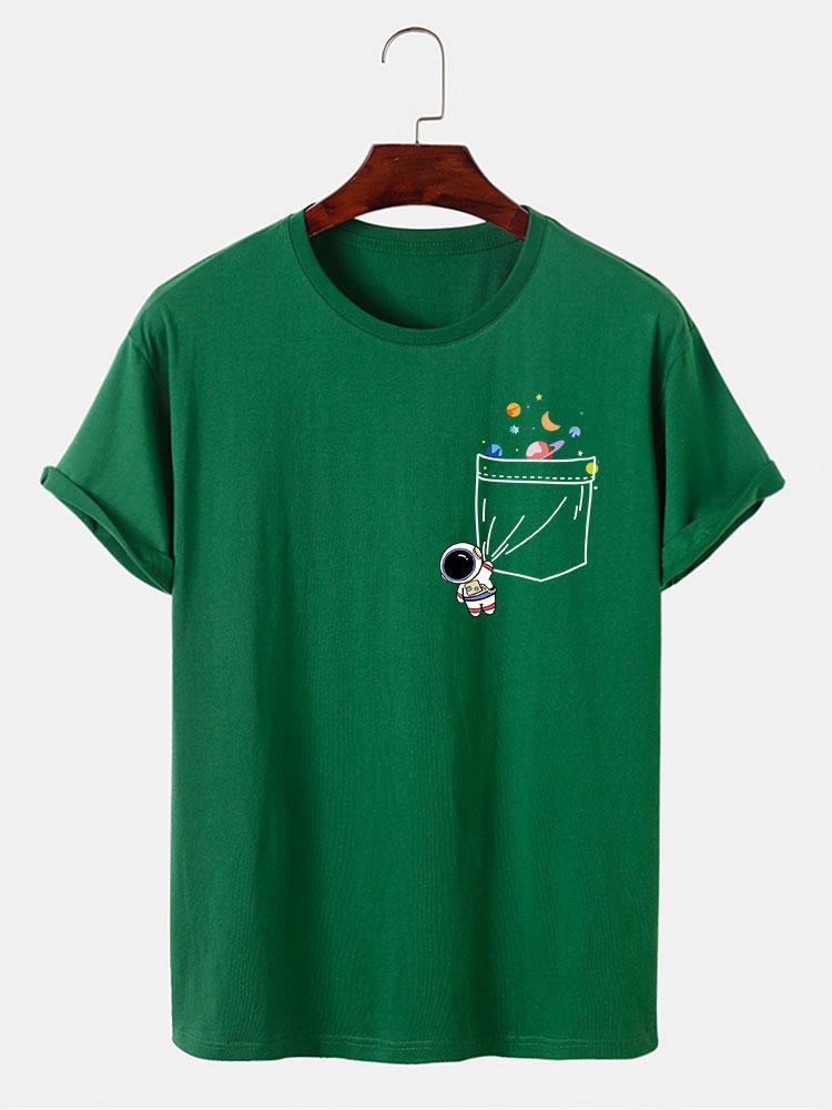 T-shirt d'impression de poche d'astronaute