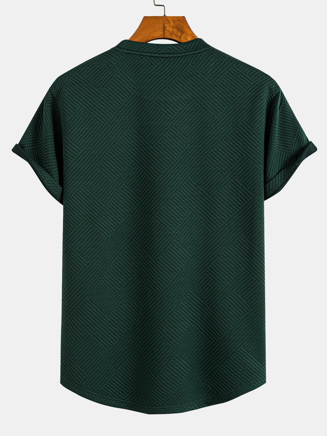T-shirt à manches courtes en jacquard rayé avec ourlet en arc