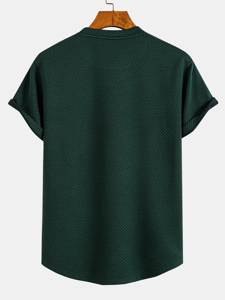 T-shirt à manches courtes en jacquard rayé avec ourlet en arc