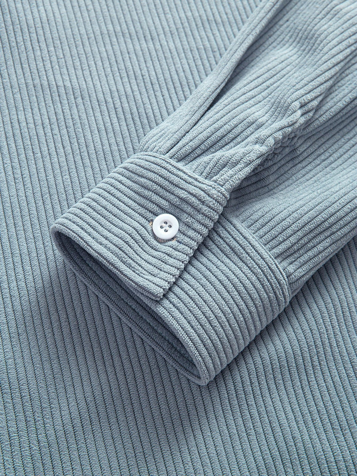 Chemise patchwork en velours côtelé et pantalon droit en velours côtelé