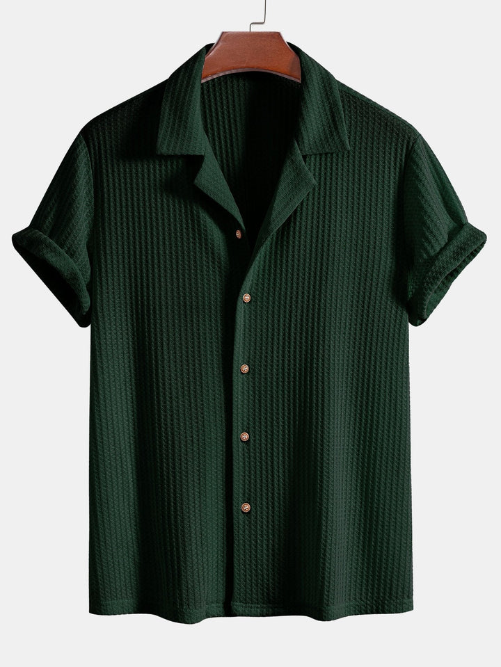 Chemise cubaine à manches courtes et pantalon en lin à jambe droite