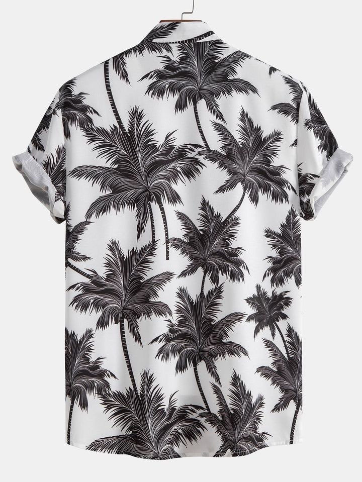 Chemise à boutons imprimée palmiers & short de bain